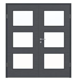 HÖRMANN Doppelflügeltür Schiefer Anthrazit Proline Concepto Mit Lichtausschnitt LA 11 Mit Zarge