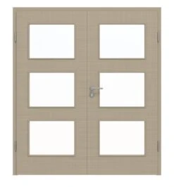HÖRMANN Doppelflügeltür Leinen Taupe Proline Concepto Mit Lichtausschnitt LA 11 Mit Zarge