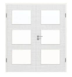 HÖRMANN Doppelflügeltür Leinen Weiß Proline Concepto Mit Lichtausschnitt LA 11 Mit Zarge