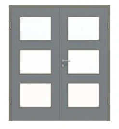HÖRMANN Doppelflügeltür Ultramatt Staubgrau Proline Concepto Mit Lichtausschnitt LA 11 Mit Zarge
