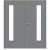 HÖRMANN Doppelflügeltür Ultramatt Staubgrau Proline Concepto Mit Lichtausschnitt LA 24 Bandseitig Mit Zarge