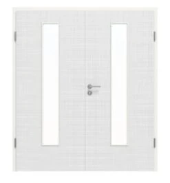HÖRMANN Doppelflügeltür Leinen Weiß Proline Concepto Mit Lichtausschnitt LA 24 Mit Zarge