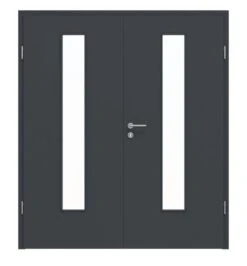HÖRMANN Doppelflügeltür Ultramatt Anthrazit Proline Concepto Mit Lichtausschnitt LA 24 Mit Zarge