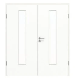 HÖRMANN Doppelflügeltür Ultramatt Weiß Proline Concepto Mit Lichtausschnitt LA 24 Mit Zarge
