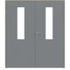 HÖRMANN Doppelflügeltür Ultramatt Staubgrau Proline Concepto Mit Lichtausschnitt LA 4 Mittig Mit Zarge