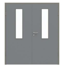 HÖRMANN Doppelflügeltür Ultramatt Staubgrau Proline Concepto Mit Lichtausschnitt LA 4 Mittig Mit Zarge