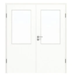 HÖRMANN Doppelflügeltür Ultramatt Weiß Proline Concepto Mit Lichtausschnitt LA 7 Mit Zarge