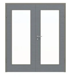 HÖRMANN Doppelflügeltür Schiefer Staubgrau Proline Concepto Mit Lichtausschnitt LA 8 Mit Zarge