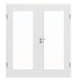 HÖRMANN Doppelflügeltür Leinen Weiß Proline Concepto Mit Lichtausschnitt LA 8 Mit Zarge