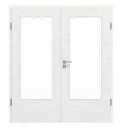 HÖRMANN Doppelflügeltür Schiefer Weiß Proline Concepto Mit Lichtausschnitt LA-DIN Mit Zarge