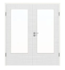 HÖRMANN Doppelflügeltür Leinen Weiß Proline Concepto Mit Lichtausschnitt LA-DIN Mit Zarge