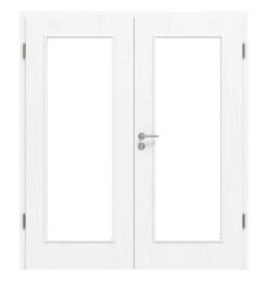 HÖRMANN Doppelflügeltür Georgia 1 Esche Weiß Duradecor ClassicLine Mit Lichtausschnitt LA Mit Zarge