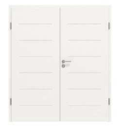 HÖRMANN Doppelflügeltür Groove 11 Weißlack DesignLine Mit Zarge