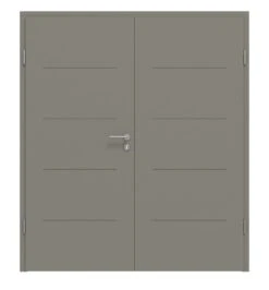 HÖRMANN Doppelflügeltür Groove 14 Staubgrau RAL 7037 Lack DesignLine Mit Zarge