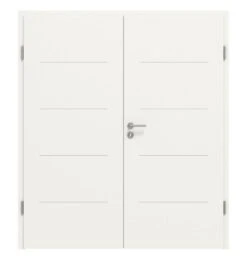 HÖRMANN Doppelflügeltür Groove 14 Weißlack DesignLine Mit Zarge