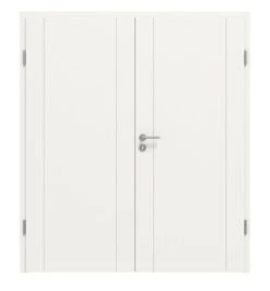 HÖRMANN Doppelflügeltür Groove 16 Weißlack DesignLine Mit Zarge