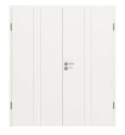HÖRMANN Doppelflügeltür Groove 23 Weißlack DesignLine Mit Zarge