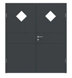 HÖRMANN Doppelflügeltür Groove 29 Anthrazit RAL 7016 Lack DesignLine Mit Lichtausschnitt LA 6 Mit Zarge