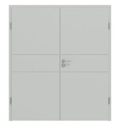 HÖRMANN Doppelflügeltür Groove 29 Grau RAL 7035 Lack DesignLine Mit Zarge