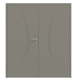 HÖRMANN Doppelflügeltür Groove 49 Staubgrau RAL 7037 Lack DesignLine Mit Zarge