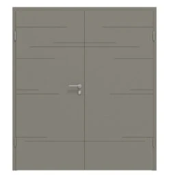 HÖRMANN Doppelflügeltür Groove 50 Staubgrau RAL 7037 Lack DesignLine Mit Zarge