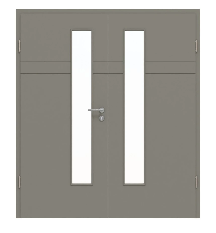 HÖRMANN Doppelflügeltür Groove 78 Staubgrau RAL 7037 Lack DesignLine Mit Lichtausschnitt LA 24 Schlossseitig Mit Zarge 1 HÖRMANN Doppelflügeltür Groove 78 Staubgrau RAL 7037 Lack DesignLine Mit Lichtausschnitt LA 24 Schlossseitig Mit Zarge
