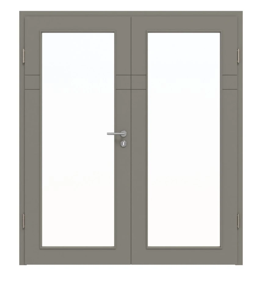 HÖRMANN Doppelflügeltür Groove 78 Staubgrau RAL 7037 Lack DesignLine Mit Lichtausschnitt LA 27 Mit Zarge 1 HÖRMANN Doppelflügeltür Groove 78 Staubgrau RAL 7037 Lack DesignLine Mit Lichtausschnitt LA 27 Mit Zarge