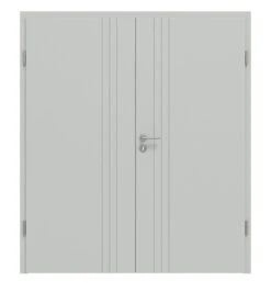 HÖRMANN Doppelflügeltür Groove 85 Grau RAL 7035 Lack DesignLine Mit Zarge