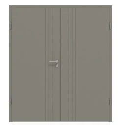 HÖRMANN Doppelflügeltür Groove 85 Staubgrau RAL 7037 Lack DesignLine Mit Zarge