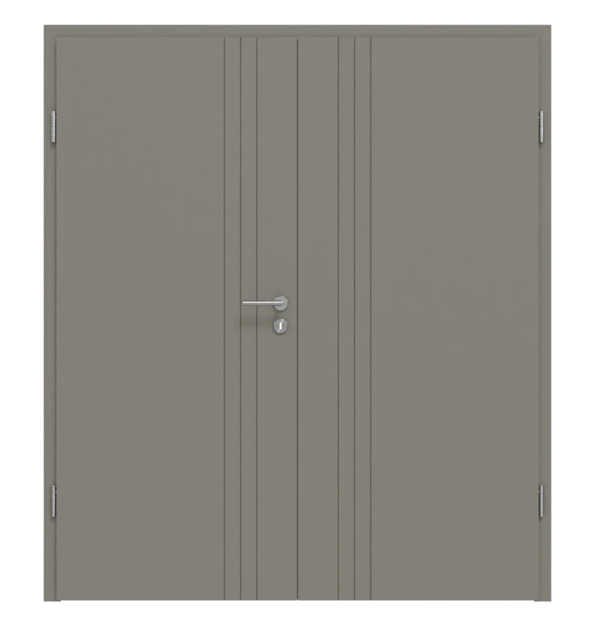 HÖRMANN Doppelflügeltür Groove 85 Staubgrau RAL 7037 Lack DesignLine Mit Zarge 1 HÖRMANN Doppelflügeltür Groove 85 Staubgrau RAL 7037 Lack DesignLine Mit Zarge