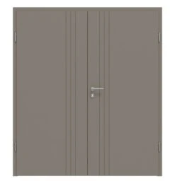 HÖRMANN Doppelflügeltür Groove 85 Taupe RAL 7048 Lack DesignLine Mit Zarge