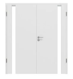 HÖRMANN Doppelflügeltür Pure 1 Bütte Weiß Duradecor DesignLine Mit Lichtausschnitt Bandseite Mit Zarge