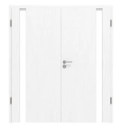 HÖRMANN Doppelflügeltür Pure 1 Esche Weiß Duradecor DesignLine Mit Lichtausschnitt Bandseite Mit Zarge