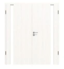 HÖRMANN Doppelflügeltür Pure 1 Gebürstetes Weiß Duradecor DesignLine Mit Lichtausschnitt Bandseite Mit Zarge