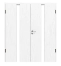HÖRMANN Doppelflügeltür Pure 1 Esche Weiß Duradecor DesignLine Mit Lichtausschnitt Mittig Mit Zarge