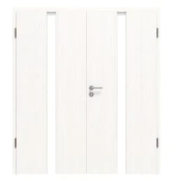 HÖRMANN Doppelflügeltür Pure 1 Gebürstetes Weiß Duradecor DesignLine Mit Lichtausschnitt Mittig Mit Zarge