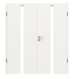 HÖRMANN Doppelflügeltür Pure 1 Verkehrsweiß RAL 9016 Duradecor DesignLine Mit Lichtausschnitt Mittig Mit Zarge