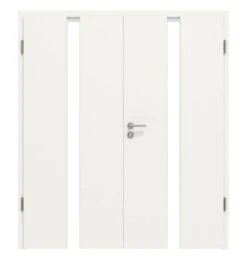 HÖRMANN Doppelflügeltür Pure 1 Weißlack DesignLine Mit Lichtausschnitt Mittig Mit Zarge