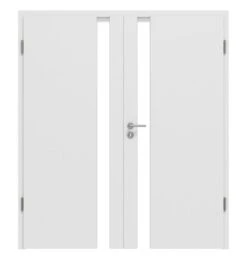 HÖRMANN Doppelflügeltür Pure 1 Bütte Weiß Duradecor DesignLine Mit Lichtausschnitt Schlossseite Mit Zarge