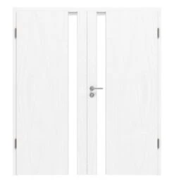 HÖRMANN Doppelflügeltür Pure 1 Esche Weiß Duradecor DesignLine Mit Lichtausschnitt Schlossseite Mit Zarge