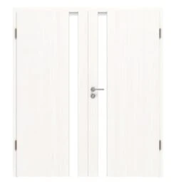 HÖRMANN Doppelflügeltür Pure 1 Gebürstetes Weiß Duradecor DesignLine Mit Lichtausschnitt Schlossseite Mit Zarge