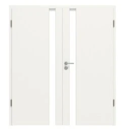 HÖRMANN Doppelflügeltür Pure 1 Weißlack DesignLine Mit Lichtausschnitt Schlossseite Mit Zarge