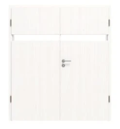 HÖRMANN Doppelflügeltür Pure 1 Gebürstetes Weiß Duradecor DesignLine Mit Lichtausschnitt Quer Mit Zarge