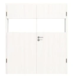 HÖRMANN Doppelflügeltür Pure 2 Gebürstetes Weiß Duradecor DesignLine Mit Lichtausschnitt Quer Mit Zarge