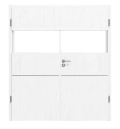 HÖRMANN Doppelflügeltür Pure 2 Esche Weiß Duradecor DesignLine Mit Lichtausschnitt Quer Mit Bündiger Lisene Plain 79-7 Mit Zarge