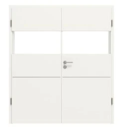 HÖRMANN Doppelflügeltür Pure 2 Verkehrsweiß RAL 9016 Duradecor DesignLine Mit Lichtausschnitt Quer Mit Bündiger Lisene Plain 79-7 Mit Zarge