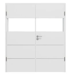 HÖRMANN Doppelflügeltür Pure 2 Bütte Weiß Duradecor DesignLine Mit Lichtausschnitt Quer Mit Bündiger Lisene Plain 80-7 Mit Zarge