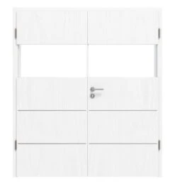 HÖRMANN Doppelflügeltür Pure 2 Esche Weiß Duradecor DesignLine Mit Lichtausschnitt Quer Mit Bündiger Lisene Plain 80-7 Mit Zarge