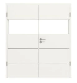 HÖRMANN Doppelflügeltür Pure 2 Verkehrsweiß RAL 9016 Duradecor DesignLine Mit Lichtausschnitt Quer Mit Bündiger Lisene Plain 80-7 Mit Zarge