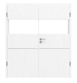 HÖRMANN Doppelflügeltür Pure 2 Esche Weiß Duradecor DesignLine Mit Lichtausschnitt Quer Mit Lisene Steel 79 Mit Zarge